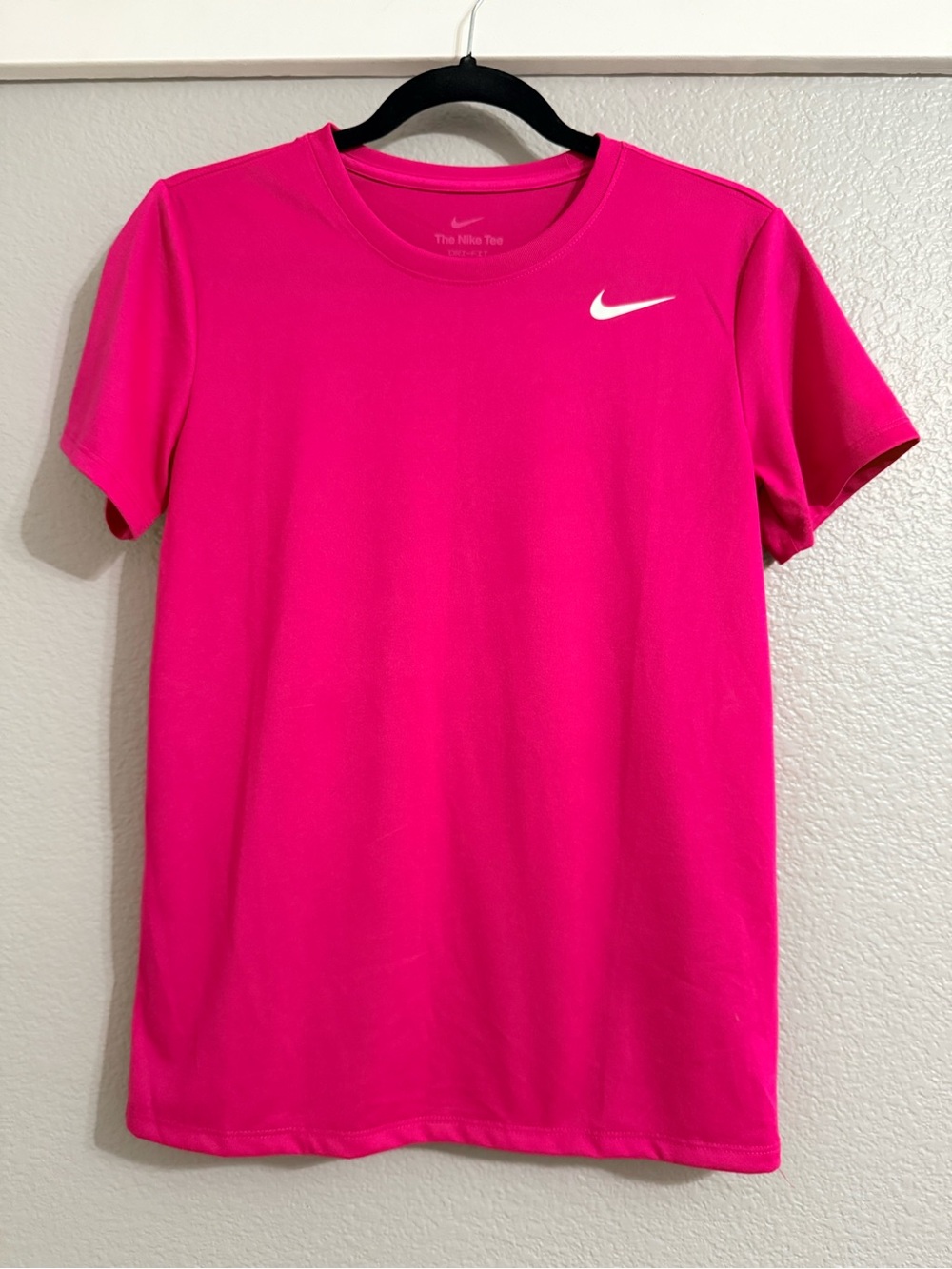 Nike Hot Pink Short-Sleeve Dri-FIT Tee with White Swoosh